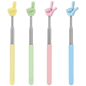 TRKETK 4 stuks intrekbare vingerwijzer stok, mini intrekbare wijzer stok uitschuifbare leraar aanwijzer presentatie vinger aanwijzer stok mini handvormige klaslokaal aanwijzer voor leraar