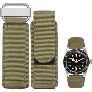 INSTR NATO nylon horlogeband voor Rolex BR klittenband sportband met stalen gesp 22 mm 24 mm (Color : Army green-silver, Size : 24mm)