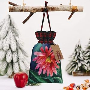 RLDOBOFE Kerstcadeauzakje met bloemenprint, herbruikbare geschenkzakjes met trekkoord, kerstcadeautjes met cadeaulabel, stoffen stoffen stoffen zakken voor Kerstmis, Thanksgiving, bruiloftsfeest