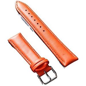 MENGKE Lederen band 12/14/16/18/19/20/21/22/24mm, horlogeband van zacht materiaal, polshorlogebanden met zilverkleurige roestvrijstalen gesp(Color:Orange,Size:22mm)