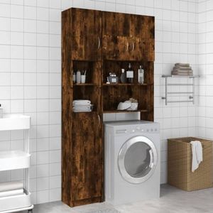 DIGBYS Badkamerkast Gerookt Eiken 32x25,5x190 cm Engineered Wood