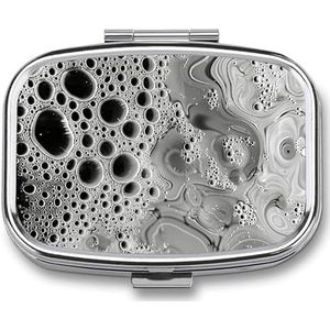 Pillendoos 2 compartimenten kleine pillenetui voor portemonnee en zak waterdruppels op glas vierkante pillendoos schattige vitamines visolie supplementen olie opbergdoos draagbare pil bevat reiscadeau