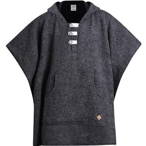 virblatt - Wollen Poncho Heren | Wol & Fleece | Hooded Pancho Winter Warm | Deken Poncho | Antraciet, One Size