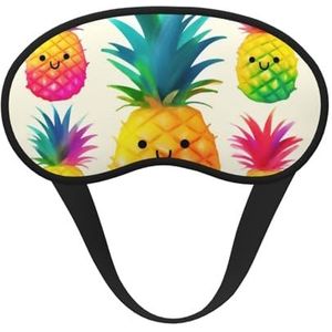 Regenboog ananas cartoon slaapmasker voor zijslaper, lichtblokkerende nachtmaskers voor slapen oogmasker voor vrouwen mannen oogbedekking zachte comfortabele oogschaduw voor reizen, dutje