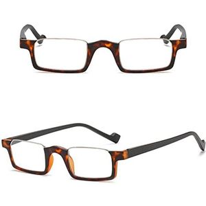 4-pack Leesbril, PC Half Frame Blauw Licht Blokkeren Leesbrillen Met Vierkante HD Lens En Veerscharnieren, Lichtgewicht Modieuze Verstelbare Leesbril Voor Mannen En Vrouwen,Brown-2.0X