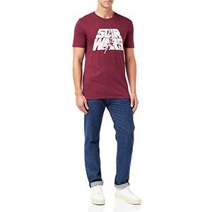 Star Wars Heren Stencil Logo T-shirt, Rood (Burgundy Blue), XL
