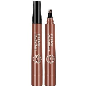 Wenkbrauwpotlood met vier klauwen - zweetbestendig wenkbrauwpotlood met 4 vorkpunten, wenkbrauwmakerpen, vloeibaar wenkbrauwpotlood, wenkbrauwstift met microblading, langdurig natuurlijk wenkbrauwhaar