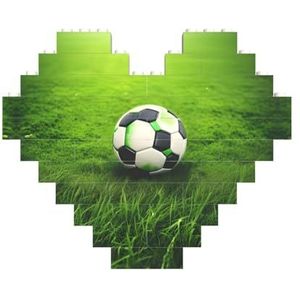 Groen gras voetbal legpuzzel - hartvormige bouwstenen puzzel-leuk en stressverlichtend puzzelspel