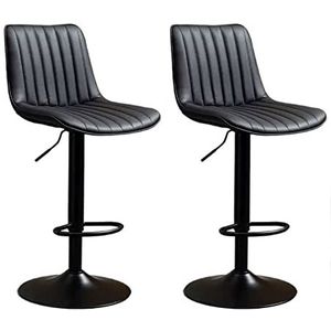 Modern Design Barkrukken Set van 2 Swivel Barkrukken met Hoge Ruggen Teller Hoogte Verstelbare Bar Stoelen met Rugleuning PU Lederen Swivel Bar Kruk Thuis Keuken Krukken Eetkamerstoelen