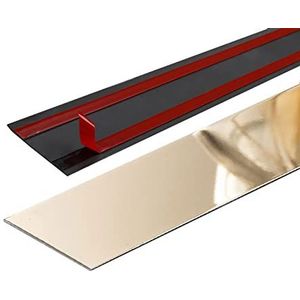 Molding Trim Gemetalliseerde Afwerking Kit Strip, 3,2ft zelfklevende muurrandstrip, gemetalliseerde lijst en wandversiering, flexibele ultradunne decoratieve rand spiegelachtig afgewerkt(Gold Mirror,W