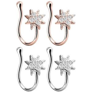 OLACD 4 STKS Faux Strass Septum Neus Hoepel Niet Piercing Oor Clip Sieraden, Koper