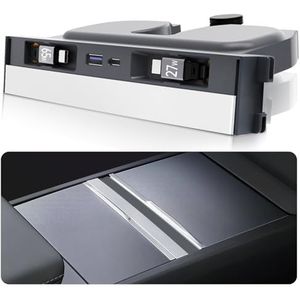 DGXWLLW USB-hub voor Tesla Model Y Juniper 2025 2026 Model 3 Highland 2024 2025 met schuifdeksel, 119W Multi Poorten Snelle Oplader Waterdicht Docking Station met Intrekbare Kabels Fit Center Console