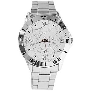 Wit Marmer Mode Mens Horloges Sport Horloge voor Womens Casual Rvs Strap Analoge Quartz Polshorloge