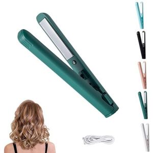 Mini Dual Purpose Curling Iron, Mini Dual Purpose Curling Iron for Short Hair, Mini Dual Curling Iron, 2-In-1 Mini Dual Purpose Curling Iron Cordless, 30 Seconds Quick Heating (Grün)