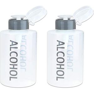 Beauticom 12oz Alcohol Gelabelde Vloeistof Push Down Pomp Dispenser Fles met Flip Top Cap (Grijs) (2 stuks)