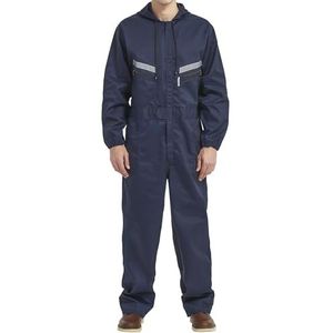 Yukirtiq Werkbroek Heren Katoenen Werkoverall met Veel zakken met Capuchon Tuinbroek Ademende werkkleding voor Vakmensen (Marineblauw, S)
