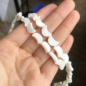 Natuurlijke witte zoetwater schelp kralen kralen hart ster ronde parelmoer losse kralen voor sieraden maken DIY armband-10x6mm maan