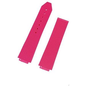 Horloge Accessoires Mannen Rubber Band for HUBLOT Siliconen Waterdichte Band 15mm X 21mm Vrouwen Sport Band Vouwgesp 18mm (Color : Rose red, Size : Rose gold buckle)