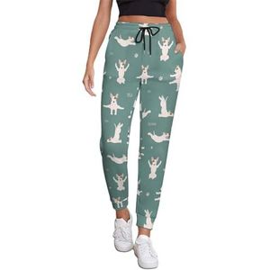 Yoga Bull Terrier Honden Joggingbroek Voor Vrouwen Hoge Taille Joggers Casual Lounge Broek Met Zakken Voor Workout Running