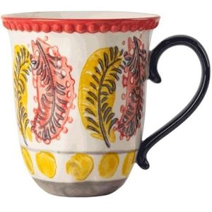 cups Vintage handgeschilderde mok grote keramische koffiemok 320 ml creatieve magnetrondrank mok for warme/koude dranken, geweldige cadeaus koffie (Color : Yellow)