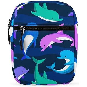 Kleurrijke Dolfijnen Mini Crossbody Tas Unisex Anti-Diefstal Side Schoudertassen Reizen Kleine Messenger Bag