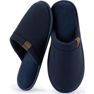 RockDove LiteStep Wafel Knit Indoor House Slippers Lichtgewicht Memory Foam Scuff met antislip zool voor heren, marineblauw, 10/11 UK