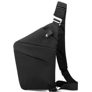 Askliy Anti-dief crossbody tas voor mannen vrouwen casual lichtgewicht reizen kleine sling tas borsttassen schoudertas voor fiets reizen wandelen outdoor werk dagrugzak, Zwart (Rechter schouder)