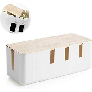 NEWSIHUI Cable Tidy Box - Cable Management Box voor Storage Extension Lead, Management en Organizing Cable, Cord Organizer Box verbergt Power Strip Cover (Wooden en ABS Plastic)