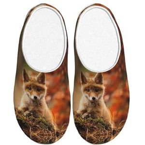 EdWal Leuke Baby Vos Print Winter Warme Slippers Indoor Anti-slip Pluche Slippers Ontspannen Thuis Voor Vrouwen Mannen, Zwart, 37.5 EU