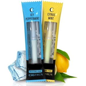 Cigtrus Rookloze luchtinhalator - tabaksvrij, nicotinevrij en niet-elektrisch | Hulp voor orale fixatie | Habit Vervangende ademstok | 2 stuks (ICY Pepermunt & Citroen Lime)