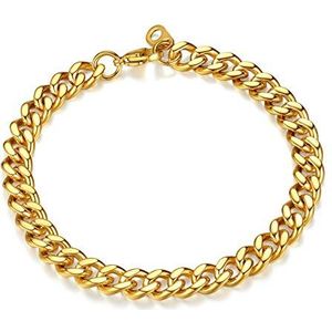 FindChic 7MM Miami Cubaanse Curb Link Chain Heren Gouden Ketting Armbanden, 7 Inch 19 cm Heren Armbanden Goud Voor Mannen En Vrouwen, Hiphop Mannelijke Heren Roestvrij Stalen Armband Cubaanse Link Chain Armband Dun