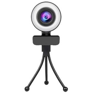 4K Webcam 2K Full HD Webcamera met microfoon LED-invullicht USB-webcam draaibaar for pc-computerlaptop for YouTube(4K)