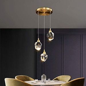 Sierlijke messing keuken eiland kristallen plafond hanglamp, mini kristallen hanglamp armatuur voor eetkamer slaapkamer loft restaurant, koper, 3 lichten - lang (koper. 3 lichten)