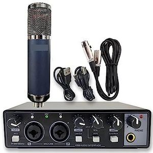Complete podcastkit, Professionele Audio 2 In 2 Uit USB Audio Interface Opname Geluidskaart Met Groot Membraan Opname Mic