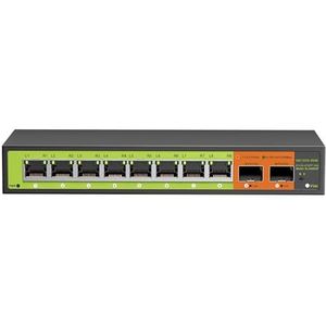 10-haven 2.5gb Schakelaar, 8*2.5G RJ45 en 2×10G SFP Uplink Poorten, Unmanaged, Fanless, Multi gigabit, Compatibel met 100/1000/2500Mbps Netwerk.