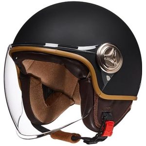 Scooterhelm, Jethelm, Bromfietshelm, Heren en Dames, Jethelm met Zonneklep, DOT/ECE Gecertificeerde Scooterhelm, Motorhelm, Jethelm met Vizier F