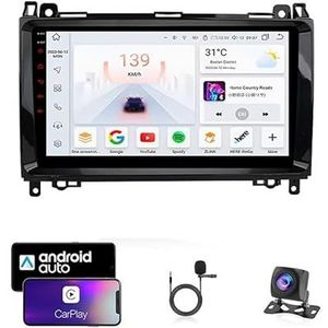 9 Inch Autoradio Compatibel voor Mercedes Benz B200 met GPS Navigatie CarPlay Android Auto Acht-Core 4G Bluetooth WiFi MirrorLink Stuurwiel Afstandsbediening(T4 8 Core 4G+Wifi 4G+64G)