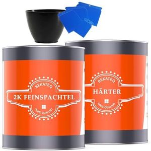 BEKATEQ Fijnplamuur BK-110EP 2K epoxyhars, 1,5 kg, plamuurmassa voor vloer, auto en boot, scheuren en gaten opvullen, verdammen, snel hardend en waterdicht, uittrekbaar tot 0, met reparatieset