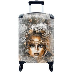 MuchoWow® Koffer - Vrouwen - Make up - Bloem - Past binnen 55x40x20 cm en 55x35x25 cm - Handbagage - Trolley - Fotokoffer - Cabin Size - Print