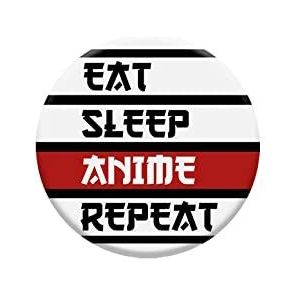 Elbenwald Button met Eat Sleep Anime Repeat Motief voor Anime Fans Ø 3,6 cm
