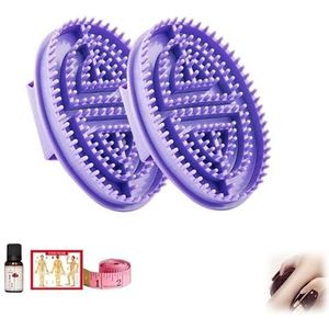 Meridian Brush Massage Brush, Beauty Salon Professional Custom Meridian Brush, Meridian Brush Massage Body Brush,Meridian Massage Brush,Full Body Relaxation Comb (Purple,2pcs+1pcsessential oil)