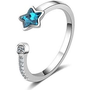 verstelbare ringen voor dames, 925 zilveren ring, Dames verstelbare open ringen - Blue Star River S925 ringen, temperament persoonlijkheid verstelbare openingsringen, literair modecadeau Korea vrouwel
