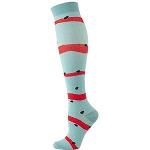 YIJIANUO 2Pairs Sport Mannen Vrouwen Compressie Sokken Fruit Serie Plant Serie Banaan Ananas Cactus Druk Comprimeren Kousen Nylon, Blauwe meloen, L/XL