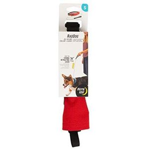 Nite Ize Raddog All-in-One halsband en riem, combi-hondenhalsband met geïntegreerde intrekbare riem, rood, maat S 35,6-40,6 cm