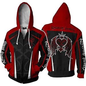 Heren/Dames Capuchon Rits Kleur Patchwork Kingdom Harten Serie Hot Cartoon Karakters Vest Hoodies, zwart, XL