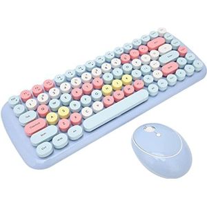 Draadloos Toetsenbord, Muiscombo-toetsenbord 84 Toetsen 1600 DPI Lichtgewicht Stille Retro Computeraccessoires(snoep-lichtblauw gemengde kleur)
