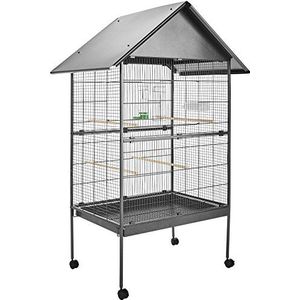 tectake® Vogelkooi met zitstokken en zandlade - Vogelvolière - Voliere - Diverse afmetingen - 85x60x168 cm