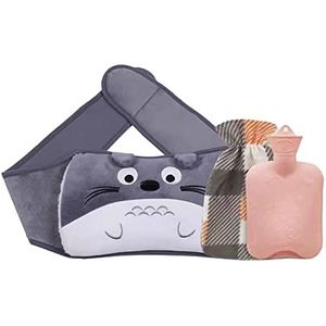 Warmwaterkruik met hoes, warmwaterkruik, 3-in-1 warmwaterkruik van rubber met fleecehoes, ideaal voor pijnverlichting, artritis, sportblessures, is het beste cadeau voor familie en vrienden (Totoro)