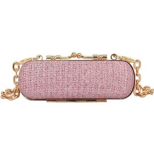 Lippenstifthouder Lippenstifthoesje Mini Clutch Vol Diamant Populaire Handtassen Persoonlijkheid Schoudertassen(Pink)