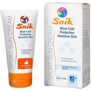 Snik SPORT Sun Cream Wind Cold Protection Sensitive Skin Zonnecrème voor gezicht en handen met koude- en windbescherming, SPF 6, lage bescherming, UVA + UVB, biologisch, tube 50 ml